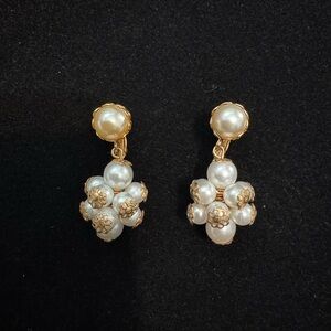Vintage Pearl Cluster Earrings